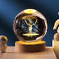 3D Deer Crystal Ball Night Lamp – LED USB Light with Wooden Base for Home & Gifting