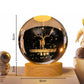 3D Deer Crystal Ball Night Lamp – LED USB Light with Wooden Base for Home & Gifting