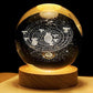 3D Galaxy Crystal Ball Night Light – LED Engraved Glass Planet Lamp with USB Wooden Base | Aesthetic Room Decor & Gift
