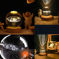 3D Galaxy Crystal Ball Night Light – LED Engraved Glass Planet Lamp with USB Wooden Base | Aesthetic Room Decor & Gift