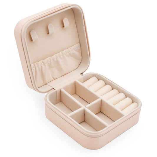 Mini Jewelry Travel Case – Pink PU Leather Organizer for Rings, Earrings & Necklaces