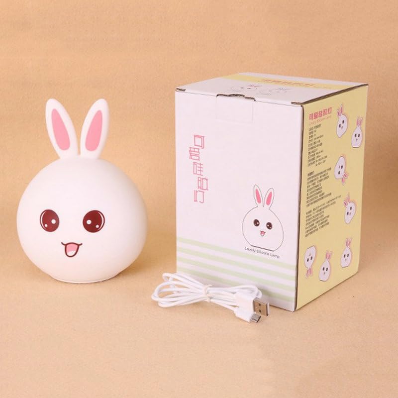 Cute Rabbit Night Light – Silicone LED Lamp with Touch Control