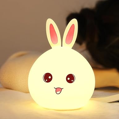 Cute Rabbit Night Light – Silicone LED Lamp with Touch Control