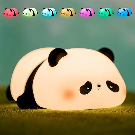 Lying Panda Night Light – Soft Silicone LED Touch Lamp