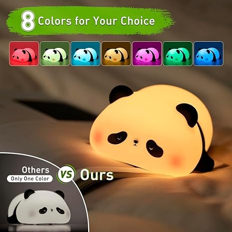 Lying Panda Night Light – Soft Silicone LED Touch Lamp
